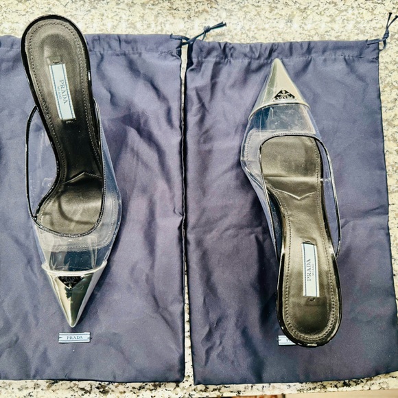 Prada Modellerie Clear Metallic Mules size 40 - Picture 5 of 9